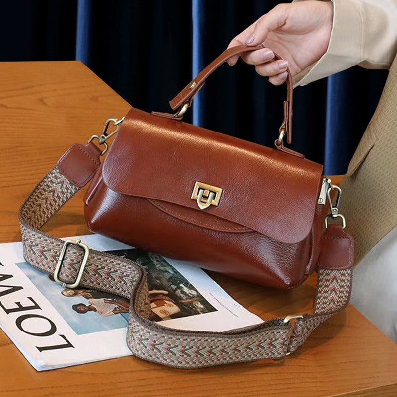 Women's Leather Retro Temperament Commute Broadband Fashion Shoulder Bags