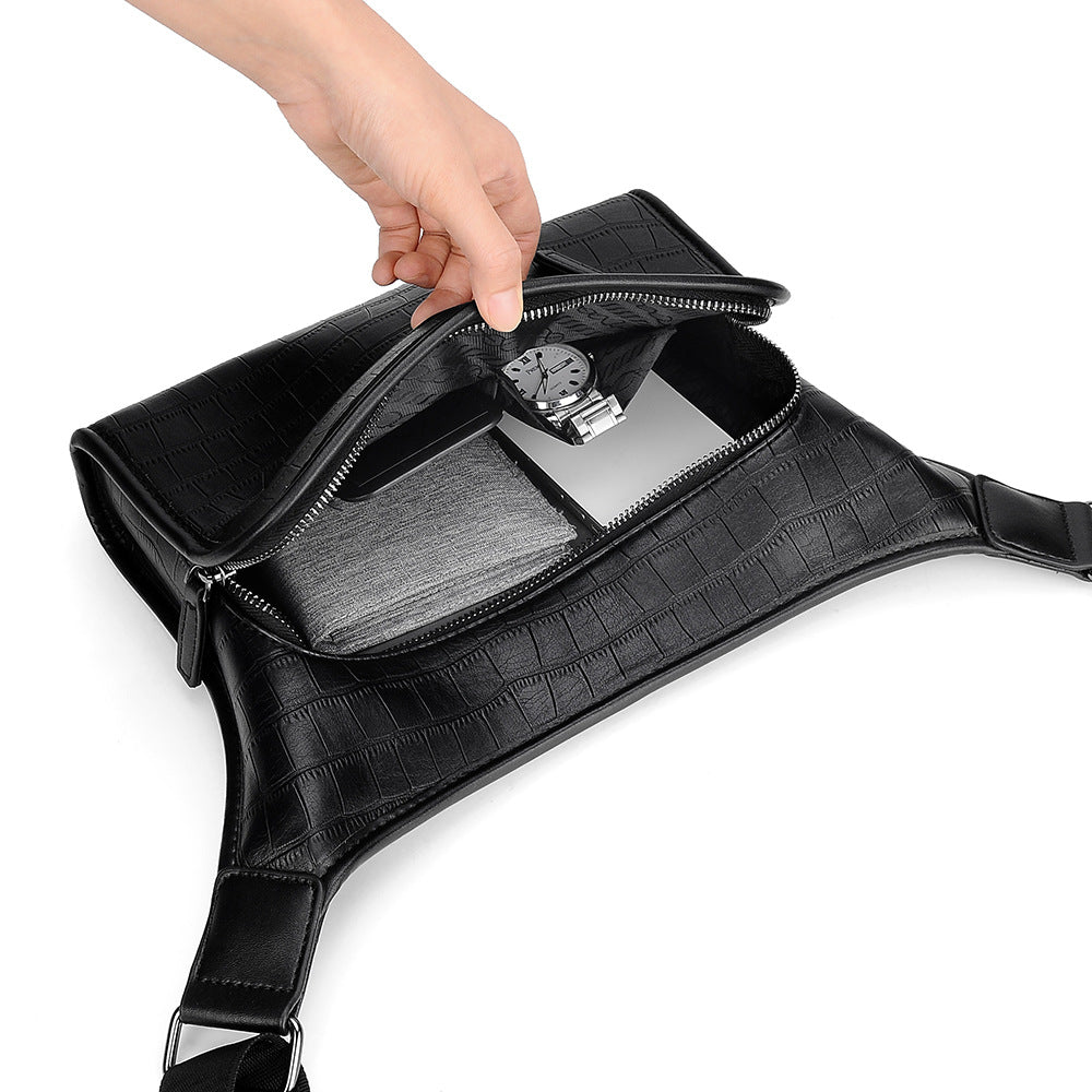 Men's Black Large Capacity Crocodile High Quality Versatile Men's Messenger Bags