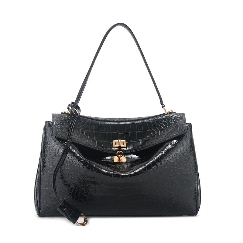Women's Cowhide Crocodile Pattern Genuine Leather Leisure Shoulder Bags