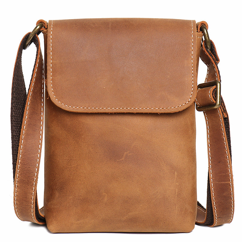 Men's Genuine Leather Crazy Horse Simple Cowhide Men's Shoulder Bags