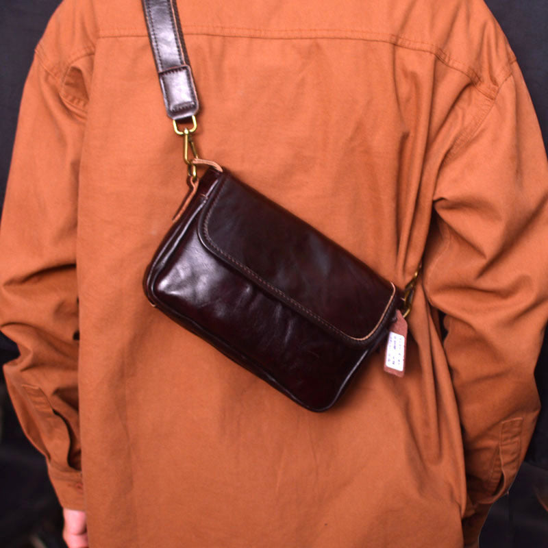 Men's Zipper Cover Type High Texture Pleated Design Men's Messenger Bags