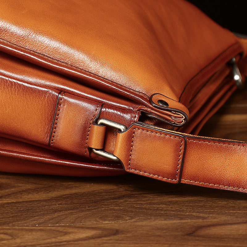 Men's Autumn First Layer Vegetable Tanning Leather Men's Messenger Bags