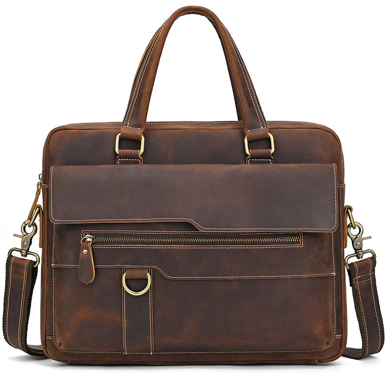 Men's Retro Crazy Horse Leather Commuter Shoulder Bags