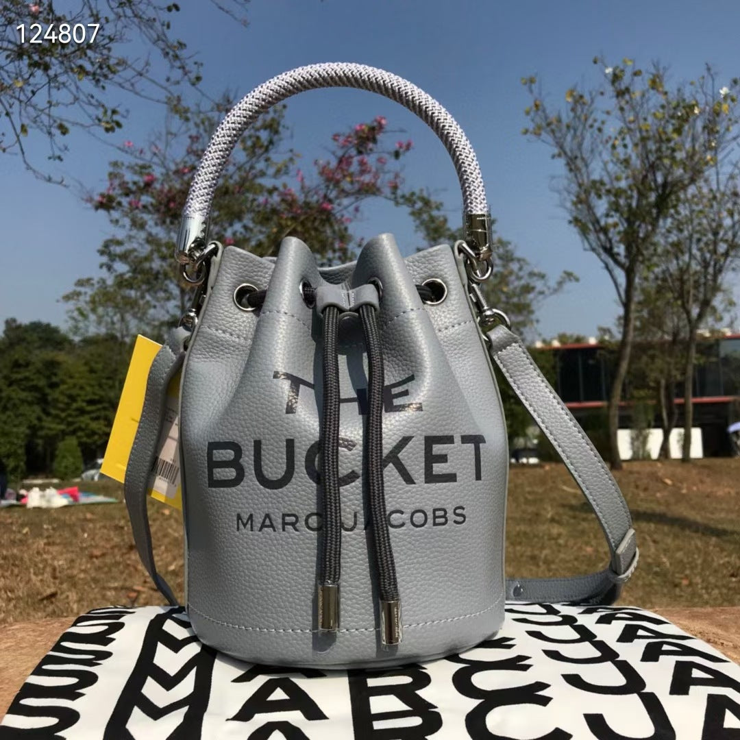 Genuine Leather Solid Color Fashion Advanced Bucket Bags