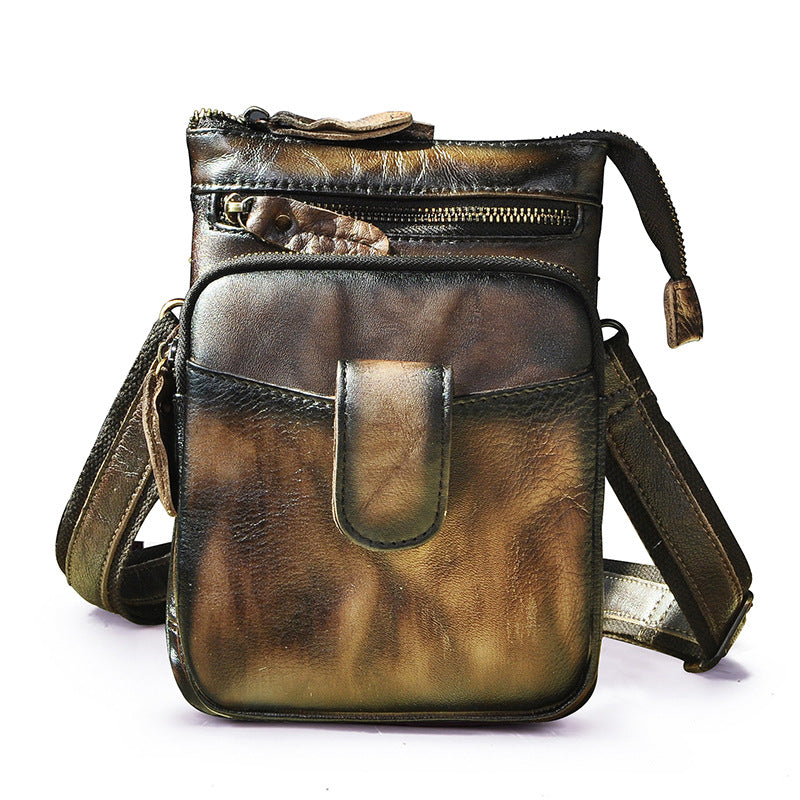 Men's Top Layer Oil Wax Skin Cowhide Retro Men's Chest Bags