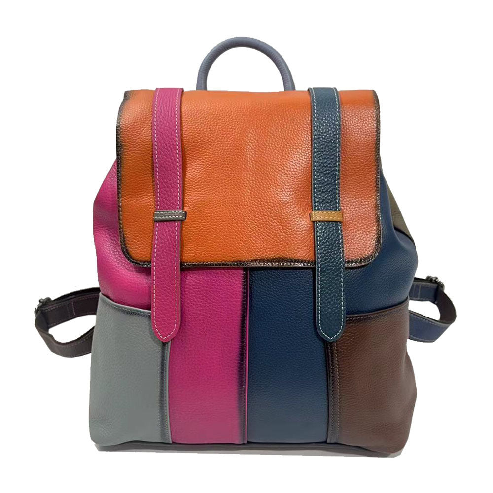 Women's First Layer Cowhide Big Retro Color Bags