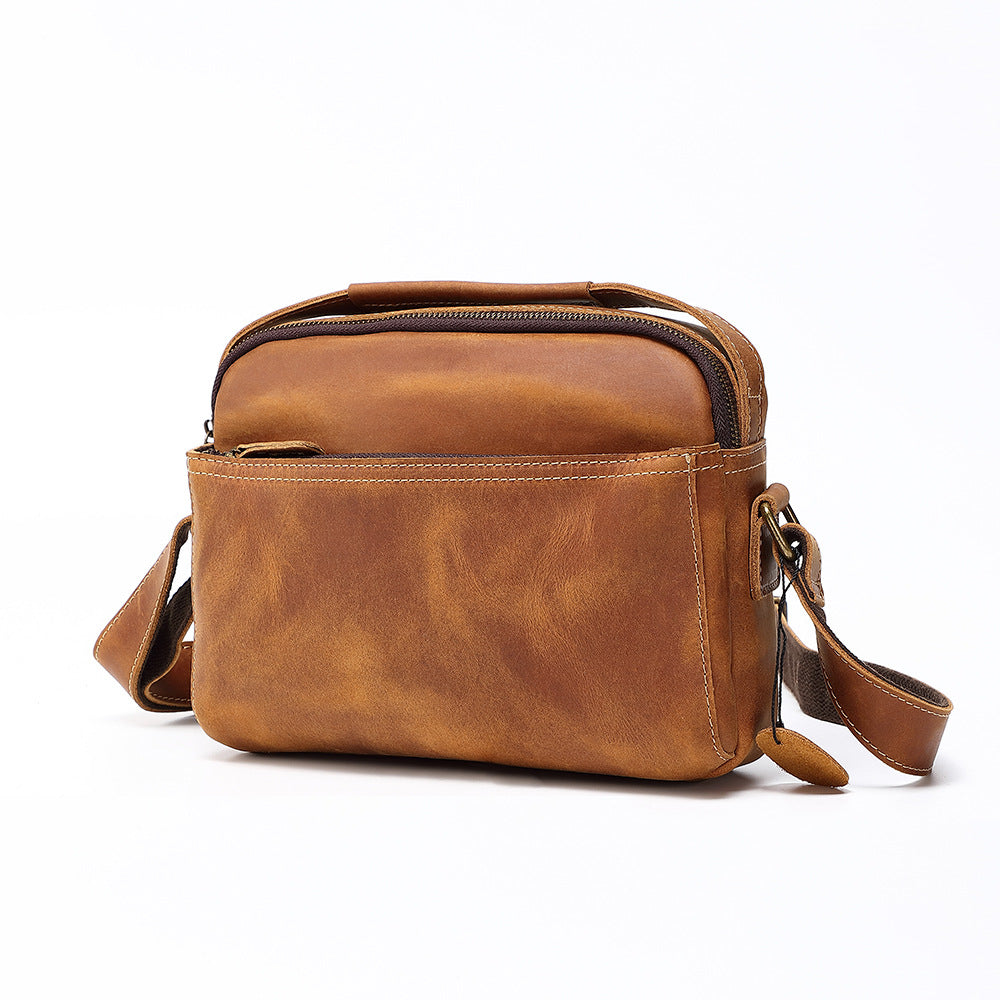 Men's Vintage Crazy Horse Leather Cowhide Premium Men's Shoulder Bags