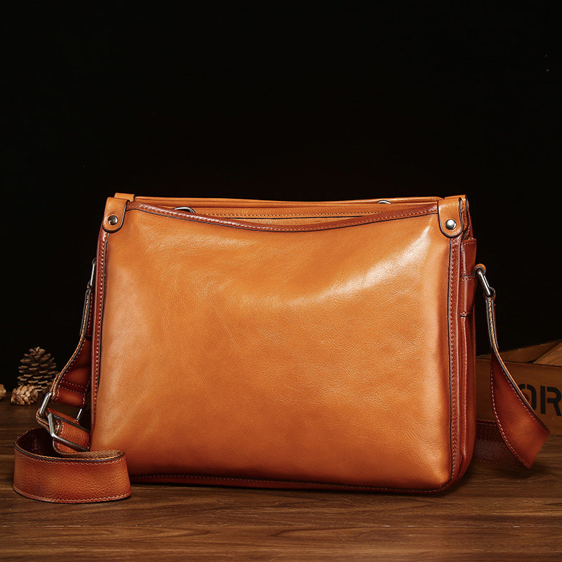 Men's Autumn First Layer Vegetable Tanning Leather Men's Messenger Bags