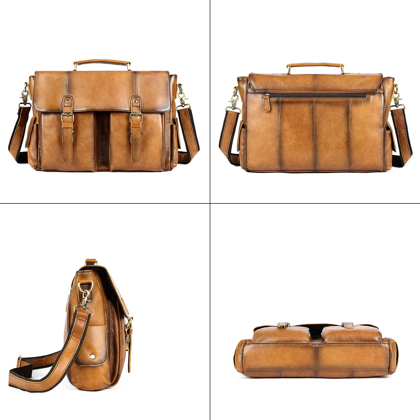 Men's Retro Genuine Leather Inch Computer Cowhide Men's Messenger Bags
