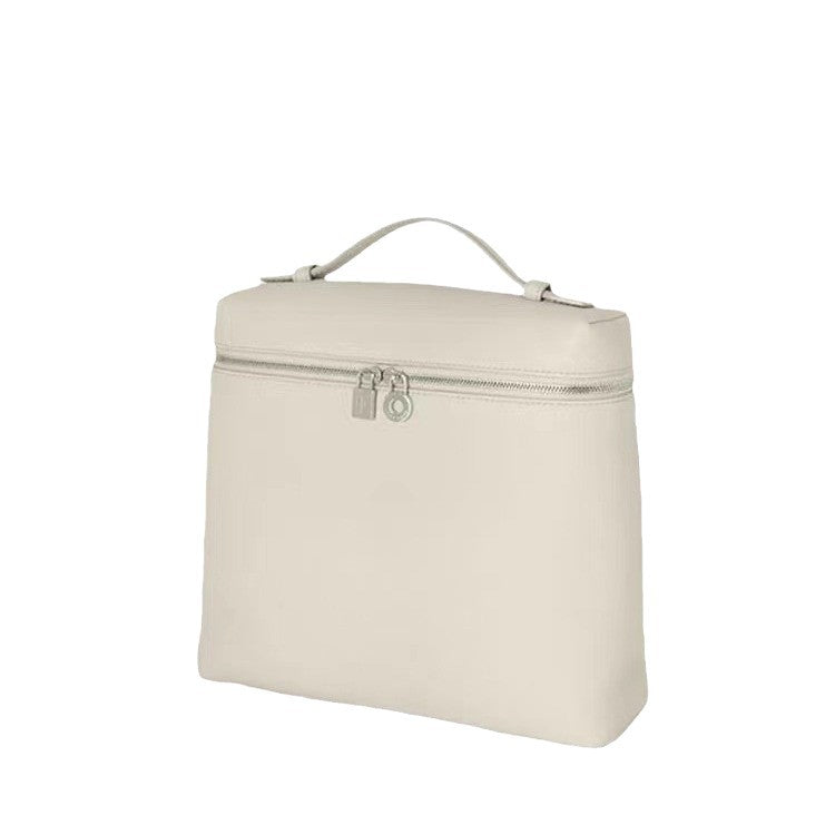 Capacity Genuine Leather Lunch Box Litchi Bucket Bags