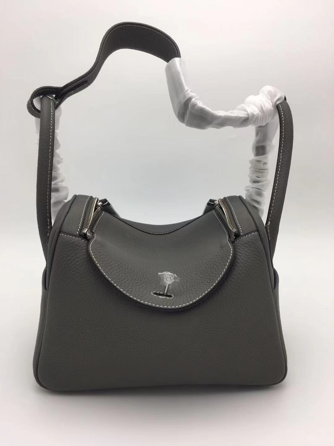 Women's Lychee Pattern Lindy Doctor Medical Box Genuine Leather Handbags
