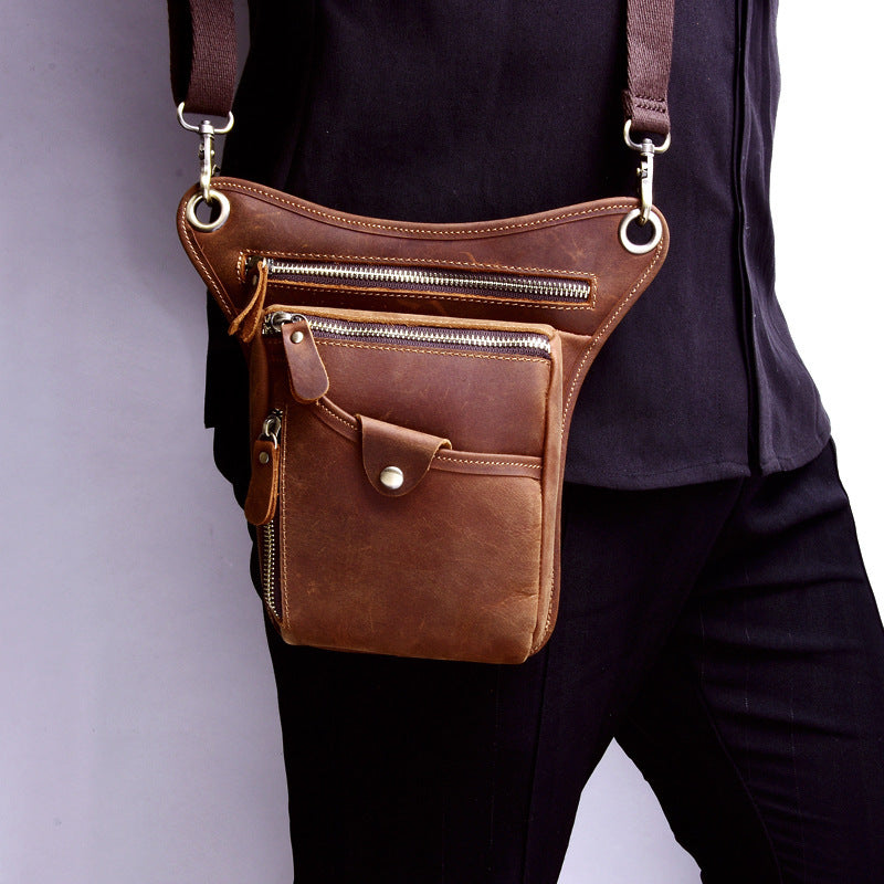 Men's Genuine Leather Leg Crazy Horse Retro Men's Shoulder Bags