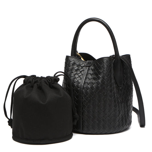 Women's Woven Sheepskin Portable Vegetable Basket Handbags