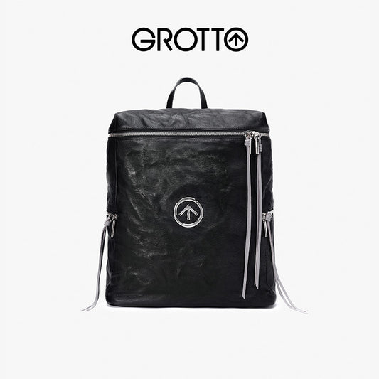 Stone Pleated Sheepskin Large Soft Leather Backpacks