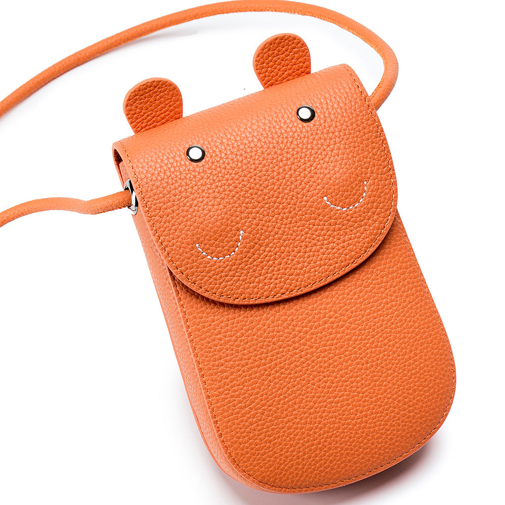 Women's Leather Niche Cute Mini Hippo Mobile Phone Bags