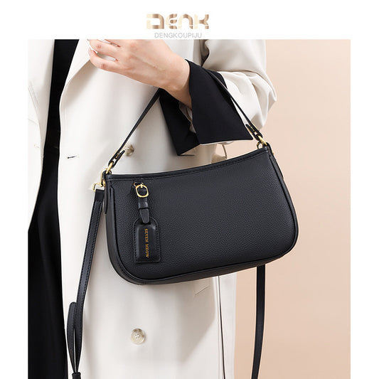 Women's Trendy Genuine Leather Simple Baguette Hand Crossbody Bags