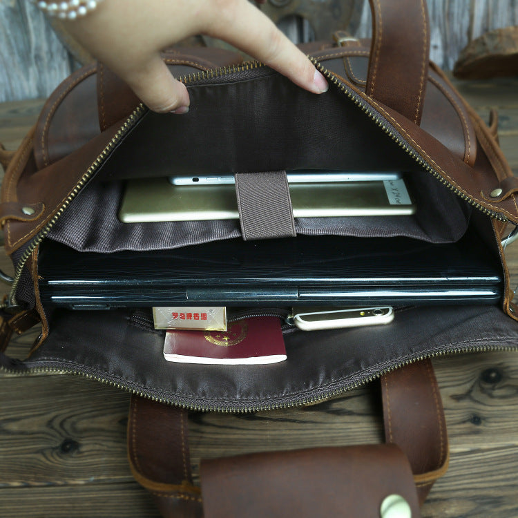 Men's Retro Crazy Horse Leather First Layer Men's Briefcases