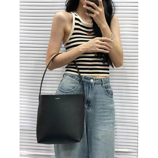 Korean Commuter High-grade Big Soft Leather Bucket Bags