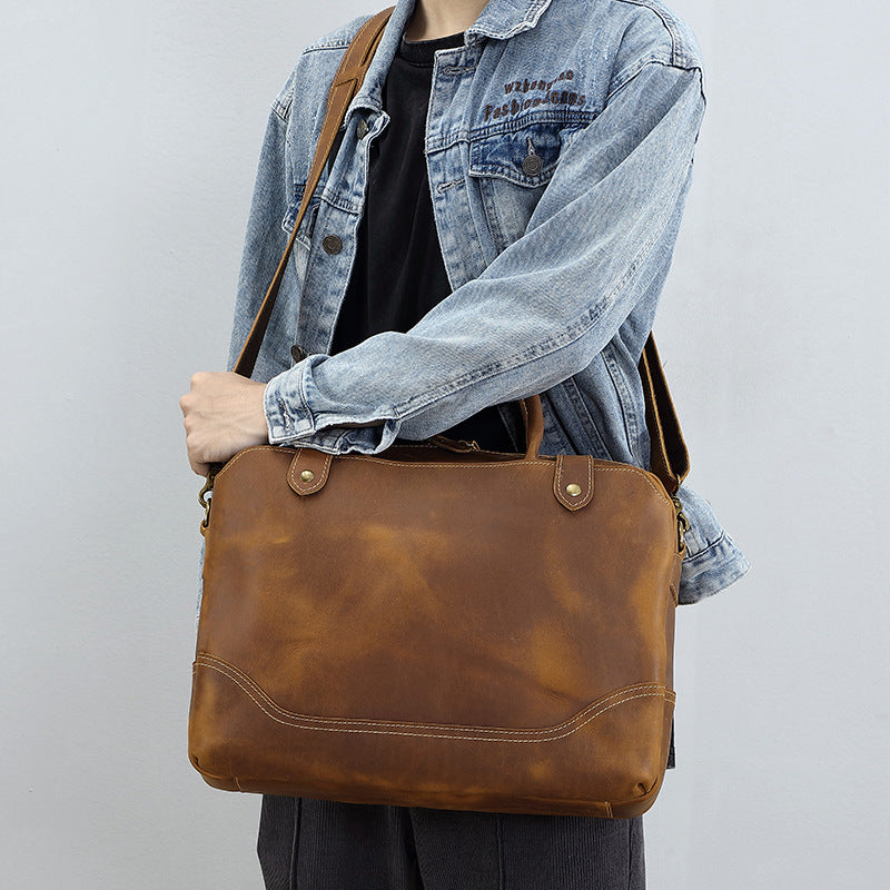 Men's Vintage Cowhide Business Genuine Leather Computer Men's Briefcases