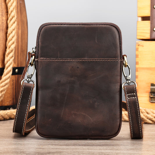 Men's Crazy Horse Leather Large Capacity Clutch Men's Messenger Bags