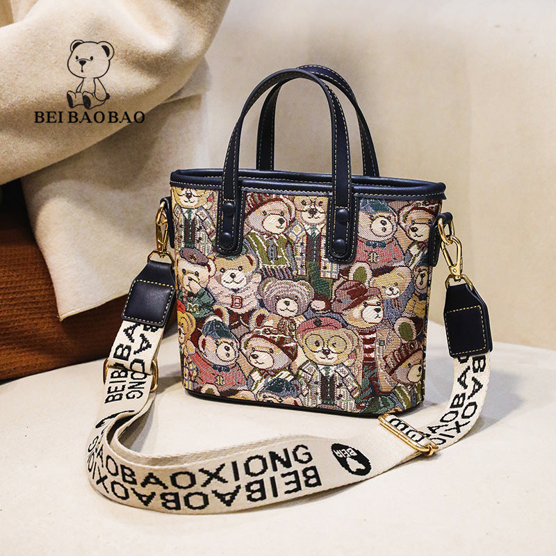 Women's Source Bear Fashion Fashionable Portable Bucket Bags