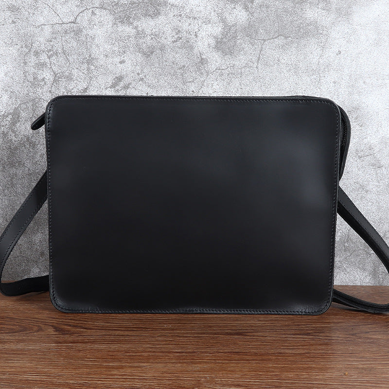 Men's Crazy Horse Leather Horizontal Genuine Envelope Men's Shoulder Bags