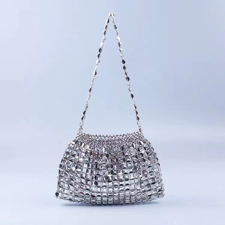 Women's Woven Sier Gold Flat Beads Beaded Armpit Bags