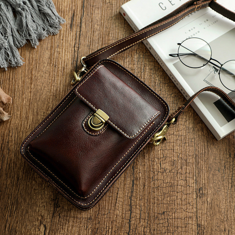 Men's Vegetable Tanned Hand-rub Color Genuine Leather Top Layer Men's Messenger Bags