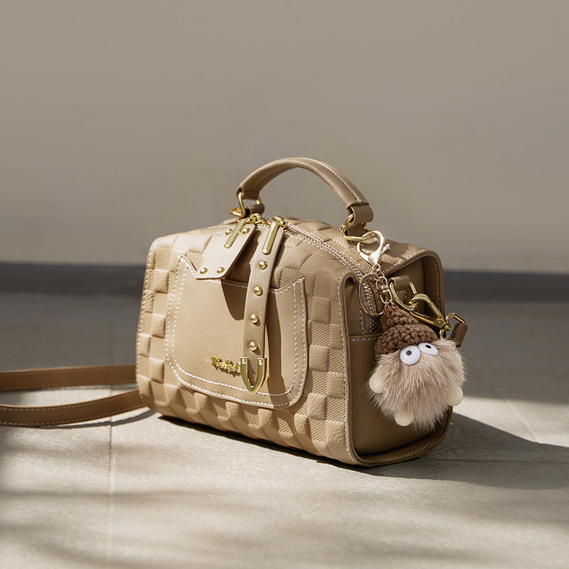 Women's Summer Boston Pillow Genuine Leather Handbags