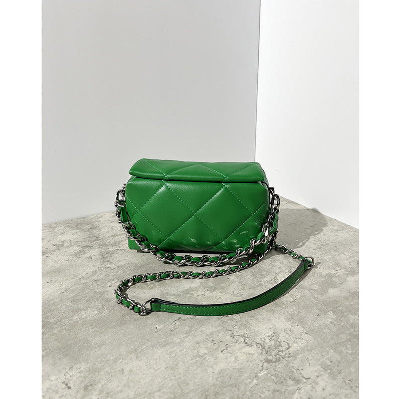 Women's Genuine Leather Fashion Rhombic Chain Niche Shoulder Bags