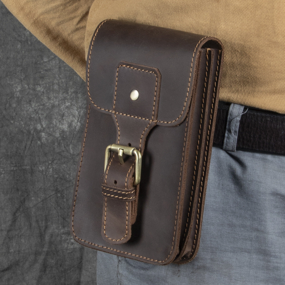 Horse Leather Mobile Vertical Retro First Layer Phone Bags