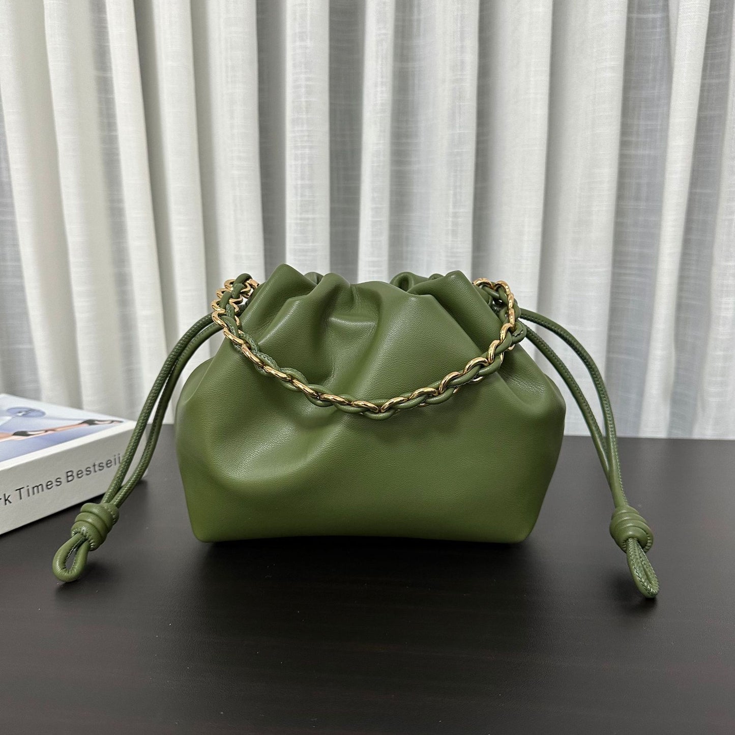 Women's Genuine Leather Lucky Drawstring Simple Cloud Crossbody Bags