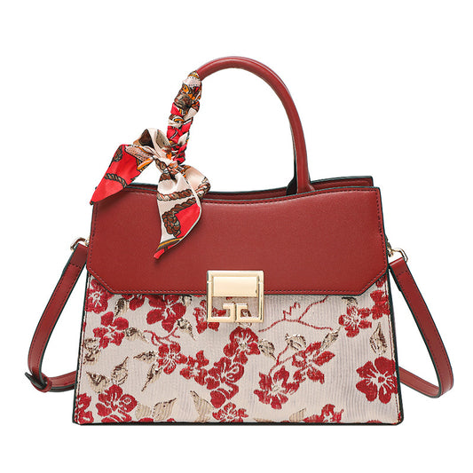Red Wedding Bridal Rich Flowers Bloom Shoulder Bags