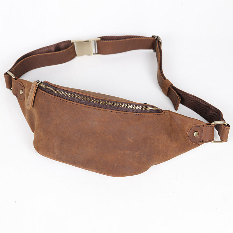 Men's Retro Crazy Horse Leather Cowhide Trendy Men's Waist Packs