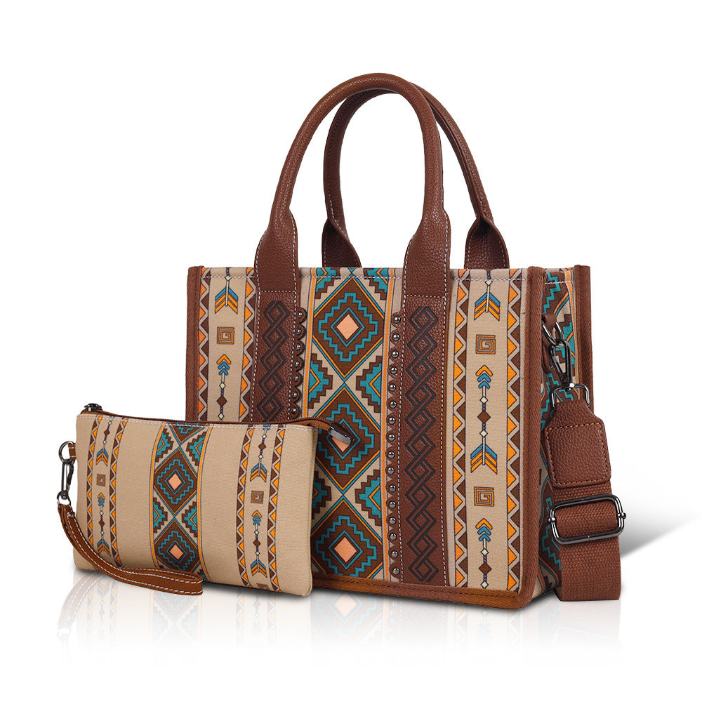 Women's Bohemian Personalized Rhombus Large Capacity Lion Tote Bags