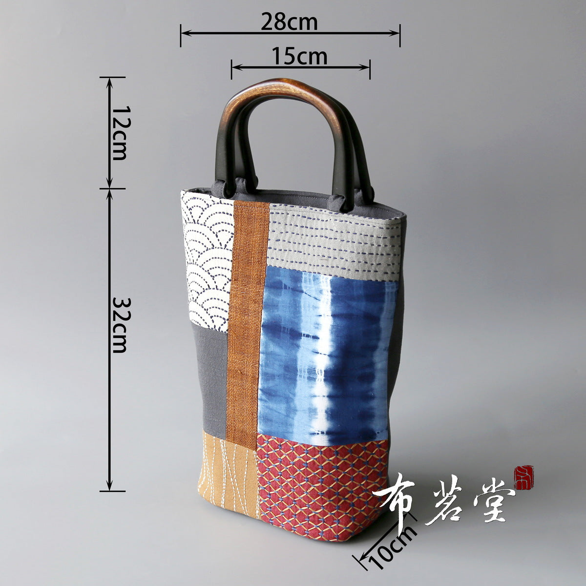 Classy Handmade Patchwork Tube-shaped Wooden Wind Handbags
