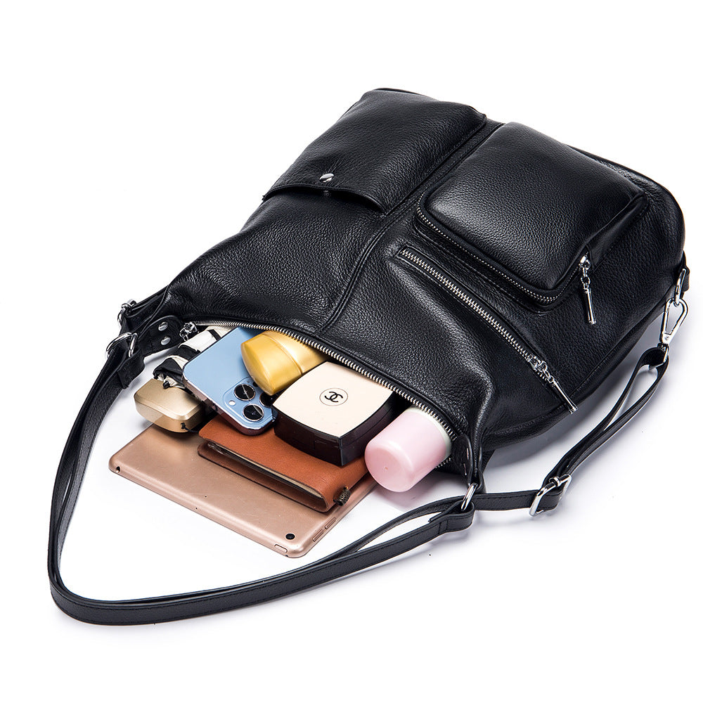 Women's Genuine Leather Made Korean Versatile First Layer Cattlehide Fashion Backpacks