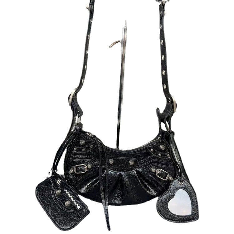 Women's Three-in-one Oil Wax Cowhide Burst Crack Selenodont Shoulder Bags
