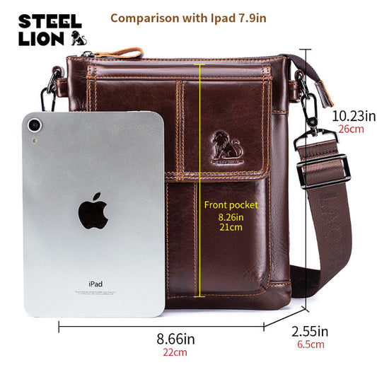 Men's Leather First Layer Cowhide Retro Large Men's Messenger Bags