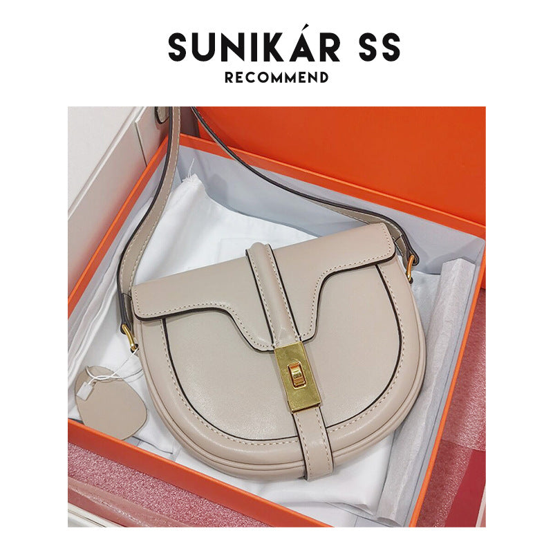 Classic Fashion Semicircle Saddle Cowhide Single Shoulder Bags