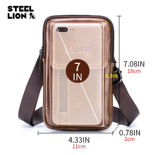 Men's Cowhide First Layer For Leather Men's Waist Packs