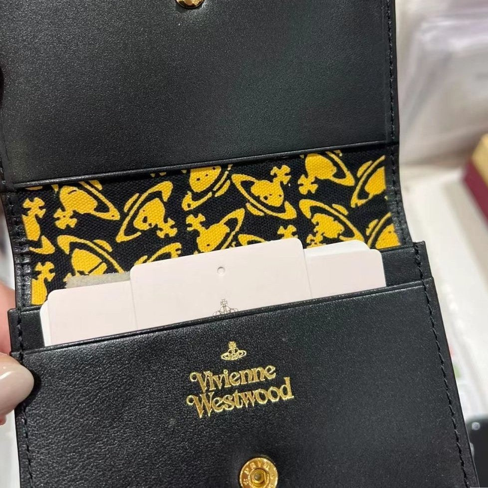 British Niche Saturn Solid Color Clutch Card Holder