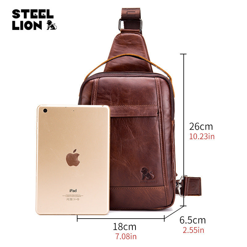 Men's Retro Oil Wax Skin Large Capacity Men's Chest Bags