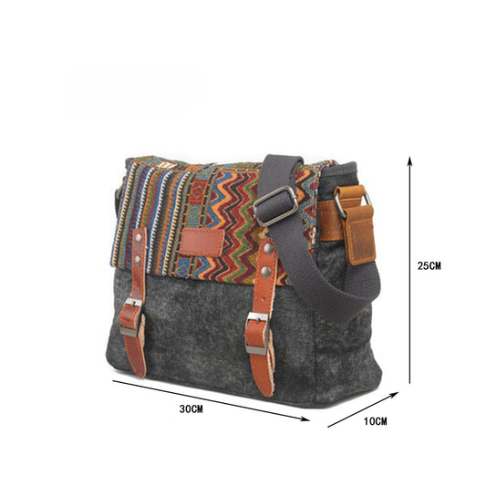 Men's Contrast Color Ethnic Style Flip Printed Men's Messenger Bags