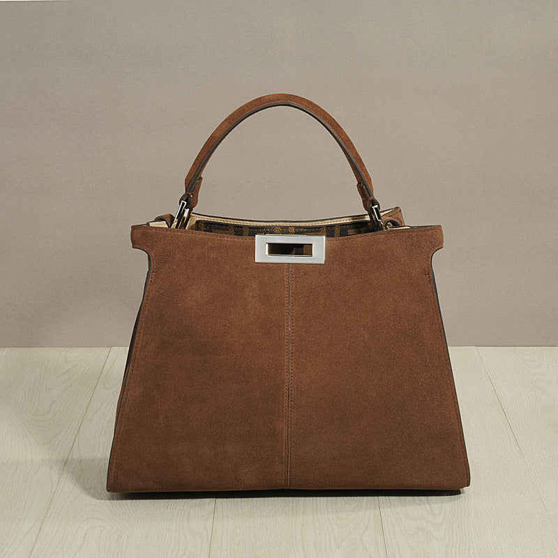 Women's Frosted Cowhide Portable Large Genuine Leather Shoulder Bags