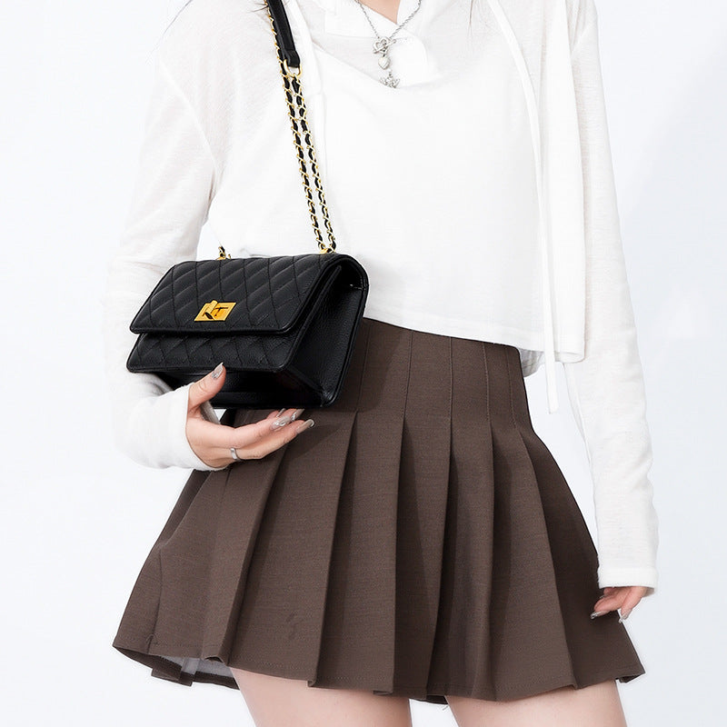 Women's Leather Chain Fashion Rhombus Single First Shoulder Bags