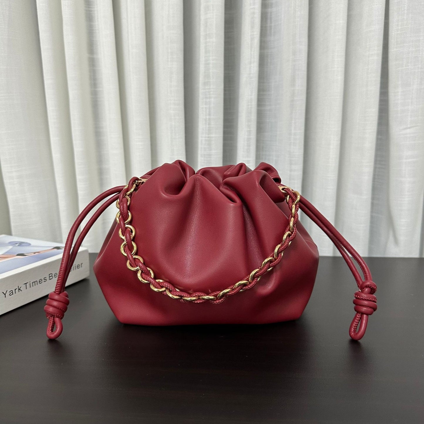 Women's Genuine Leather Lucky Drawstring Simple Cloud Crossbody Bags