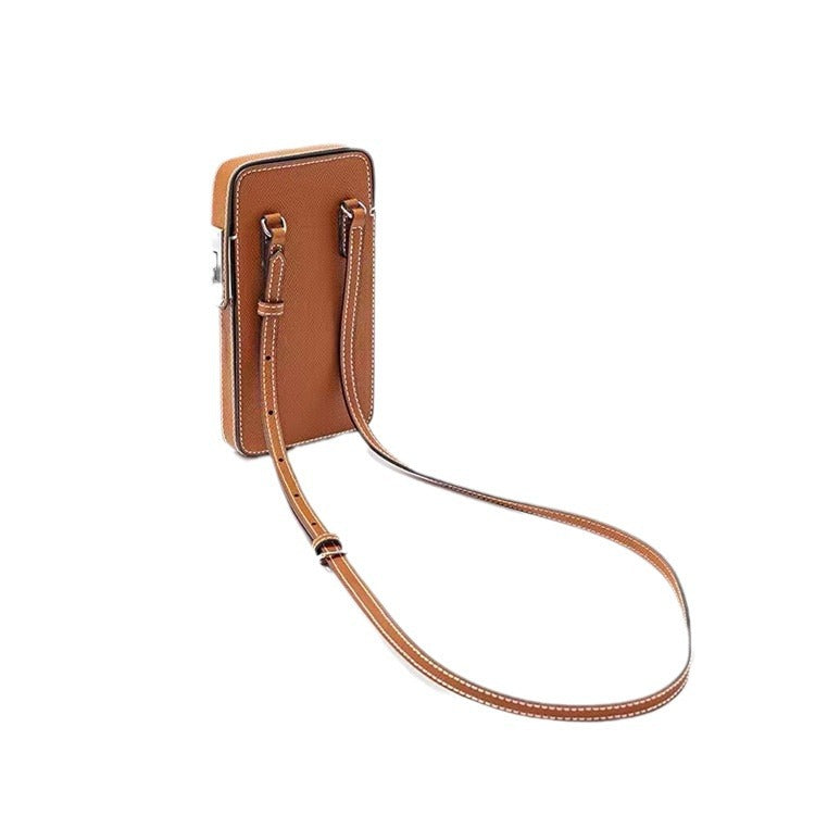 Mobile Fashion Genuine Leather Box Simple Small Square Bags