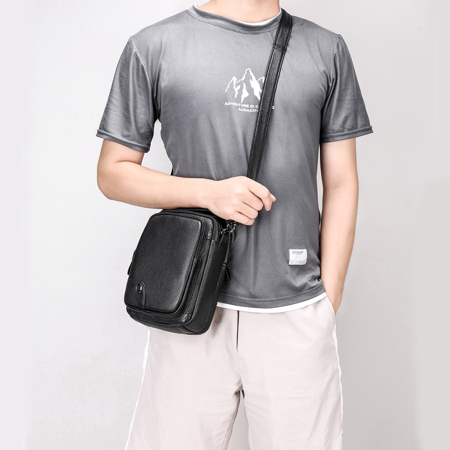 Men's Korean Genuine Leather Portable Vertical Business Men's Shoulder Bags