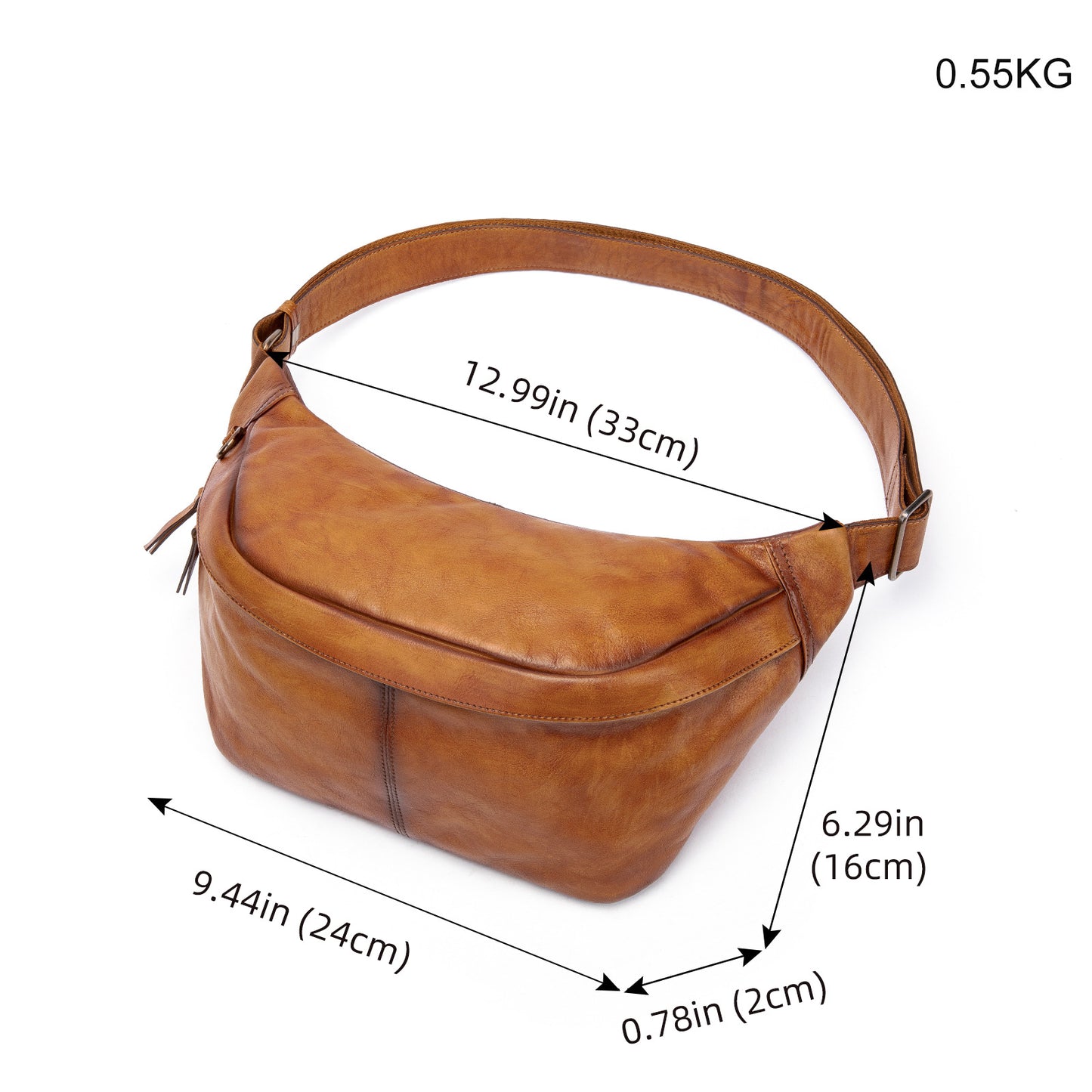 Men's Leather First Layer Cowhide Simple Motorcycle Men's Chest Bags